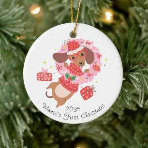Grappige Dachshund-hondversiering Keramisch Ornament