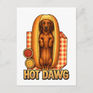 Grappige Dachshund Hot Dog Parodie Malle Hond Briefkaart