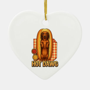 Grappige Dachshund Hotdog Parodie Malle Hond  Keramisch Ornament