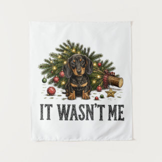 Grappige Dachshund Kerstmis Het Was Ik Niet Wandkleed