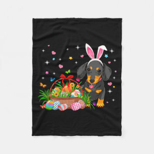 Grappige Dachshund Pasen Dag Konijn Eieren Fleece Deken