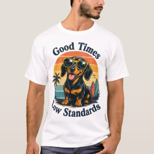 Grappige Dachshund Retro Strand T-shirt