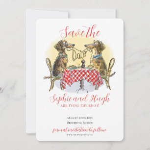 Grappige Dachshund Save The Date-hondenliefhebbers Date