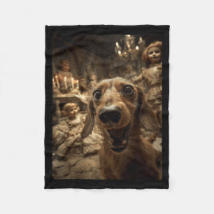 Grappige Dachshund Selfie Y-poppen en Griezelen Ha Fleece Deken