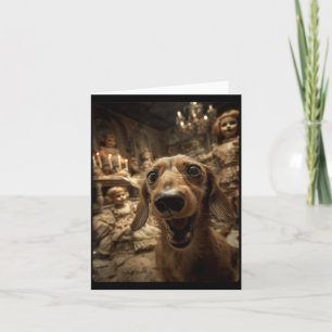 Grappige Dachshund Selfie Y-poppen en Griezelen Ha Kaart