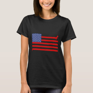 Grappige Dachshund Usa Vlag 4 juli Patriottische D T-shirt