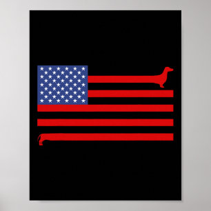 Grappige Dachshund Usa Vlag 4e Juli Patriottische Poster