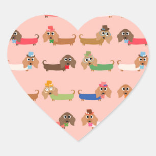 Grappige Dachshunds Hart Sticker