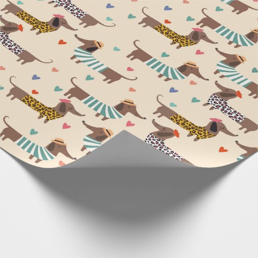 Grappige Dachshunds in Petten en truien Cadeaupapier (Hoek)