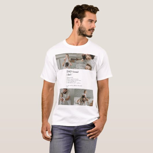 Grappige Dad Definities Fotocollage T-shirt (Voorkant volledig)