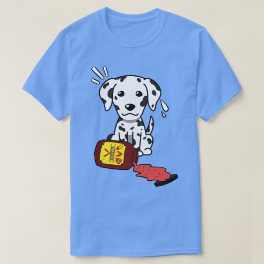Grappige Dalmatiër morst een pot BBQ-saus T-shirt (Design voorkant)