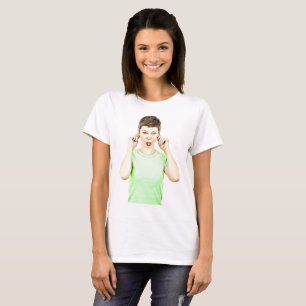 Grappige Dame Die Gezichten Trekt Humoristisch T-s T-shirt