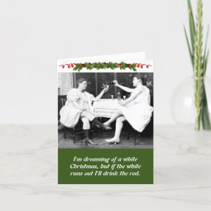 Grappige dames Drinken Wijnkerst Feestdagen Kaart