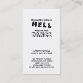 Grappige Dance Instructor World Going to Hell Danc Visitekaartje (Achterkant)