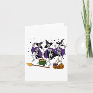Grappige Dancing Skeleton Witch Halloween Wijnheks Kaart