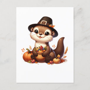 Grappige Dankbare Otter Vriend Thanksgiving Briefkaart