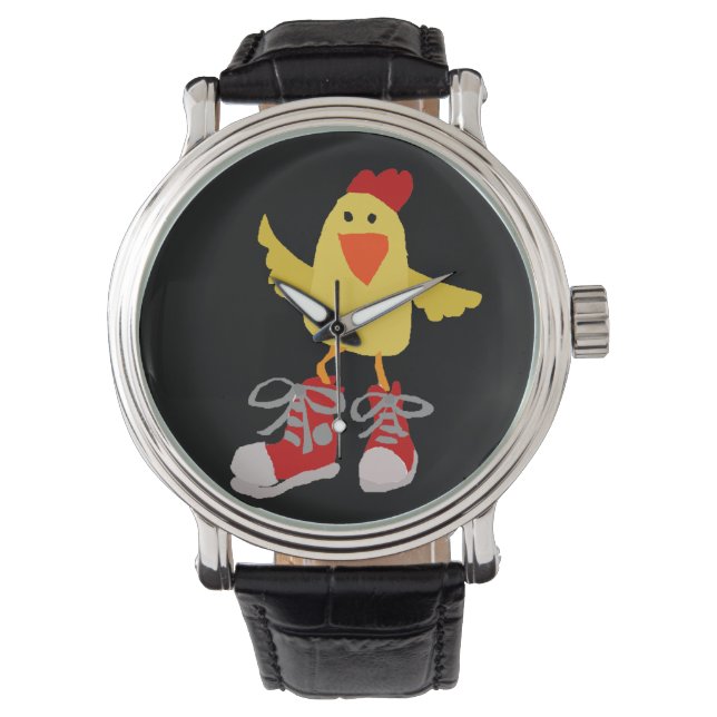 Grappige dansende gele kip horloge (Voorkant)
