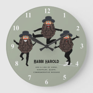 GRAPPIGE Dansende RABBI Gepersonaliseerd met tekst Grote Klok