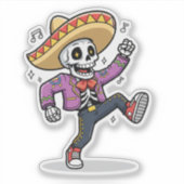 Grappige Dansende Skelet Op Maat Gemaakte Vinyl St Sticker (Voorkant)
