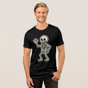 Grappige Dansende Skelet Sticker – Schattige Hallo Tri-Blend Shirt