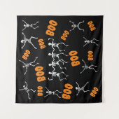 Grappige Dansende Skeletten Halloween Achtergronde Wandkleed (Voorkant)