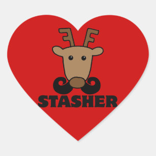 grappige dasher snor renrees hart sticker
