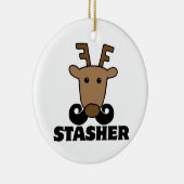 grappige dasher snor renrees keramisch ornament (Rechts)