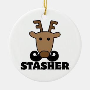 grappige dasher snor renrees keramisch ornament