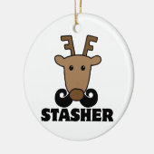 grappige dasher snor renrees keramisch ornament (Links)