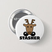 grappige dasher stasher snor rendier ronde button 5,7 cm (Voorkant /achterkant)