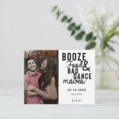 Grappige datum foto van drank, eten en slechte dan aankondigingskaart (Staand voorkant)