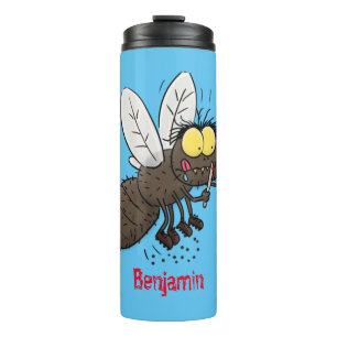 Grappige dazen insect tekenfilm thermosbeker