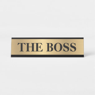 Grappige "De Baas" bureaublad naamplaat - bordje i