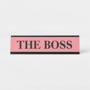 Grappige "De Baas" naamplaat voor op het bureau -