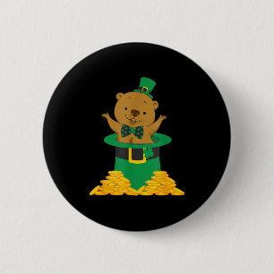 Grappige De Bosmarmot Gelukkig Op St. Patrick's Da Ronde Button 5,7 Cm