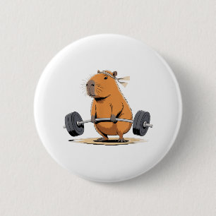 Grappige Deadlift Capybara Schattigee Fitness Capy Ronde Button 5,7 Cm