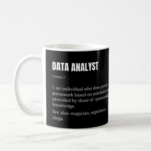 Grappige definitie van data-analist wetenschapper koffiemok (Links)