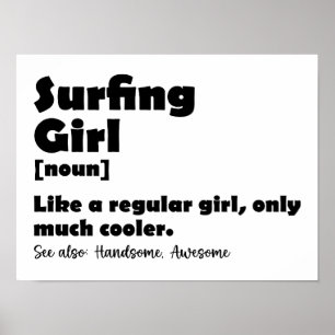 Grappige definitie van surfmeisje voor surfervrouw poster