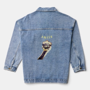 Grappige denim jas gelukkig speelse struisvogel -  denim jacket