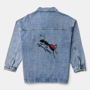 Grappige denim jas met mier denim jacket