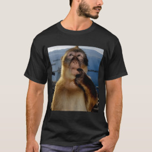 Grappige Denkende Aap Meme Nieuwsgierige Aap Brain T-shirt