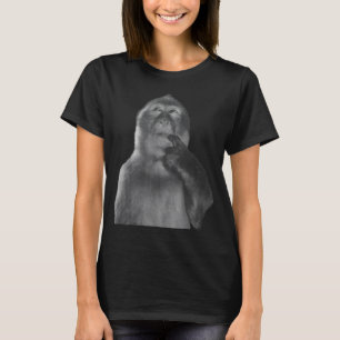 Grappige Denkende Aap Meme Nieuwsgierige Aap Brain T-shirt
