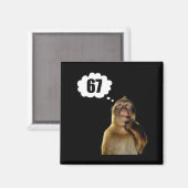 Grappige Denkende Aap Meme Zes Zeven 6 7 Meme Magneet (Voorkant / Achterkant)