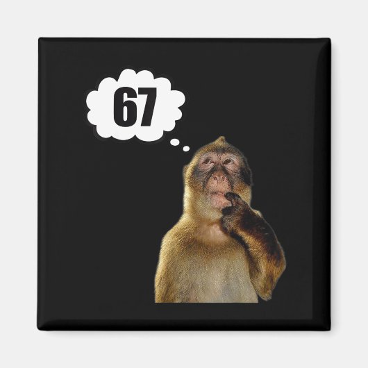 Grappige Denkende Aap Meme Zes Zeven 6 7 Meme Magneet (Voorkant)