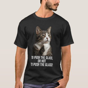 Grappige Denkende Kat - Duw Het Glas Lange Mouwen T-shirt