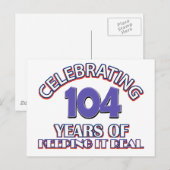 Grappige design voor 104e verjaardag briefkaart (Voorkant / Achterkant)