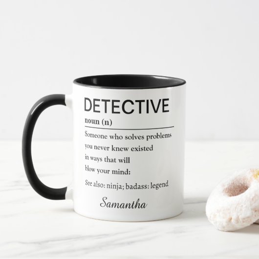 Grappige detective definitie mok (Met donut)