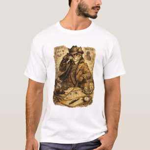 Grappige Detective Kat Cadeau voor Oude Mysterie T-shirt