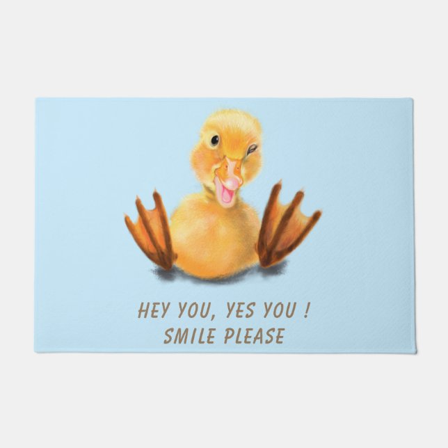 Grappige Deurmat met Happy Duck Smile - Aangepaste (Voorkant)