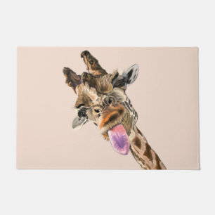 Grappige Deurmat met Speelse Giraffe -